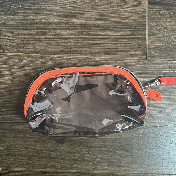 Benefit Cosmetics Makeup Bag - Transparent and neon orange/peach - brand new - Picture 3 of 4